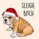 Sleigh, Bitch Shar Pei Christmas Card