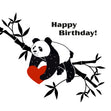 Black Panda With Heart Happy Birthday