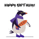 Warm Dressed Penguin With Fish Happy Birthday