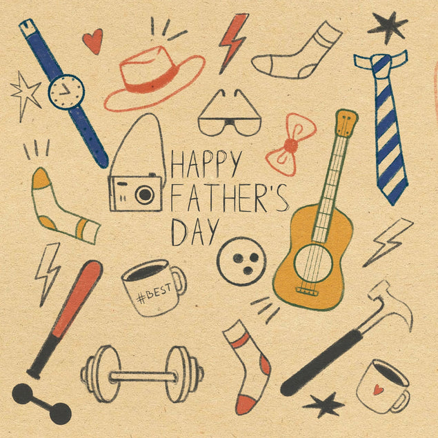 Happy Father's Day Yellow Guitar Doodle Card