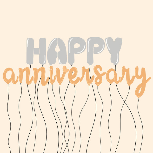Happy Anniversary Gold Balloons Card