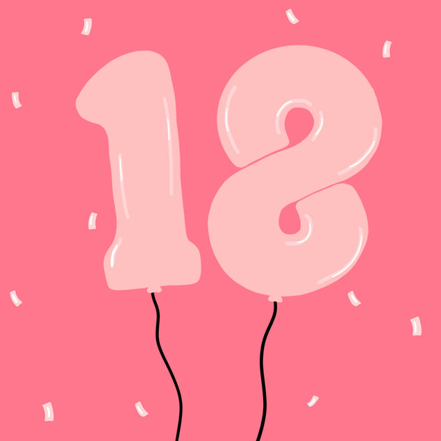 18 Balloons Pink Card