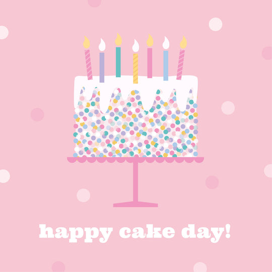 Happy Cake Day Pink Birthday Card