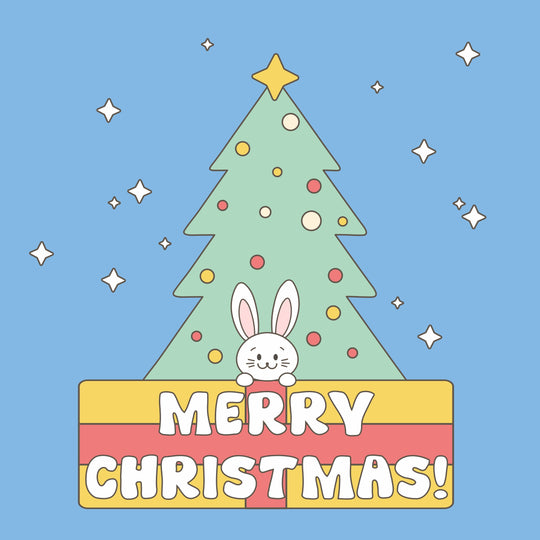Merry Christmas Cartoon Rabbit With Gifts