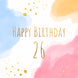 Golden Letters Cute Watercolor Clouds Happy 26th Birthday
