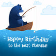 Blue Bear Fishing Happy Birthday Stepdad
