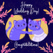 Happy Wedding Day Congratulations Cute Blue Cats
