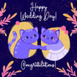 Happy Wedding Day Congratulations Cute Blue Cats