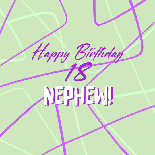 Happy 18th Birthday Nephew Purple Lines