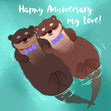 Happy Anniversary Otter Couple With Bow-Ties