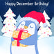 Little Penguin In Red Hat Happy December Birthday