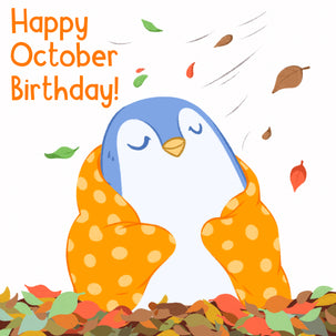 Little Penguin Happy October Birthday