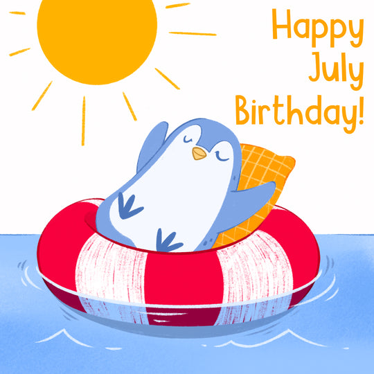 Little Penguin Happy July Birthday