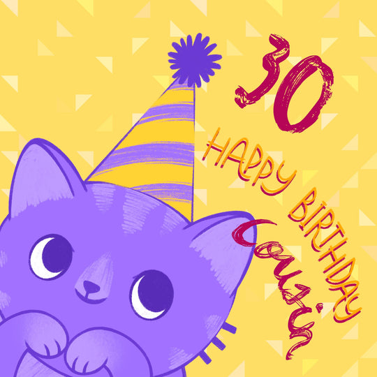 Happy 30th Birthday Cute Cat Cousin Card