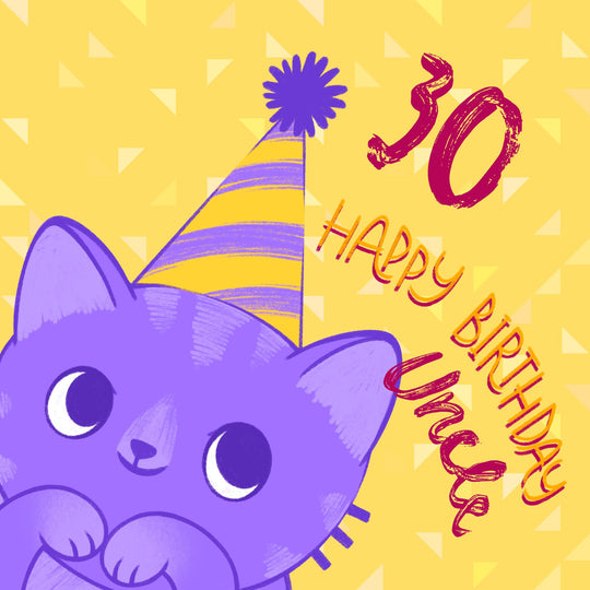 Happy 30th Birthday Cute Cat Uncle Card