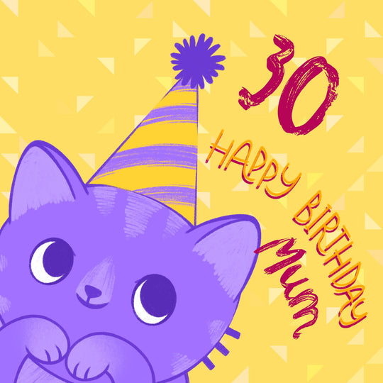 Happy 30th Birthday Cute Cat Mum Card