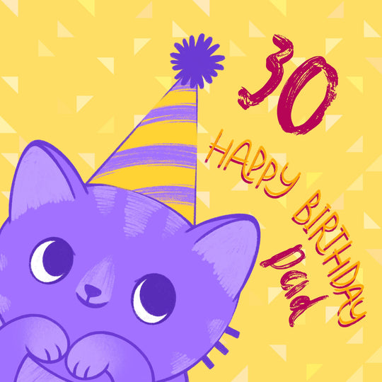 Happy 30th Birthday Cute Cat Dad Card