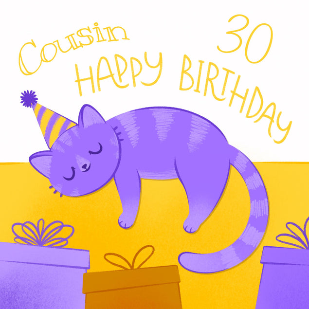 ik ga akkoord met enthousiasme Behoort 30e verjaardag paarse kat neef Card – Boomf