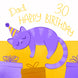 30th Birthday Purple Cat Dad Card