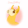 Yellow Llama On The Pink Background Happy Birthday