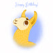 Yellow Llama On The Blue Background Happy Birthday
