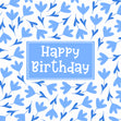 Blue Lovely Floral Print Happy Birthday