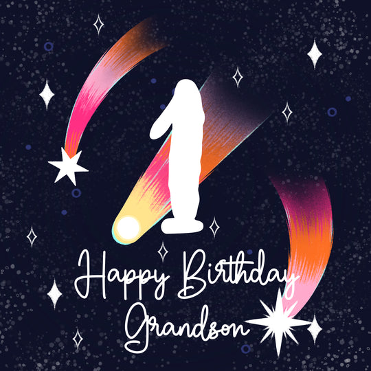 Happy 1st Birthday Grandson Shooting Stars