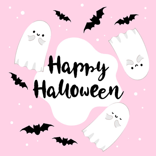 Cute Ghosts In Pink Happy Halloween