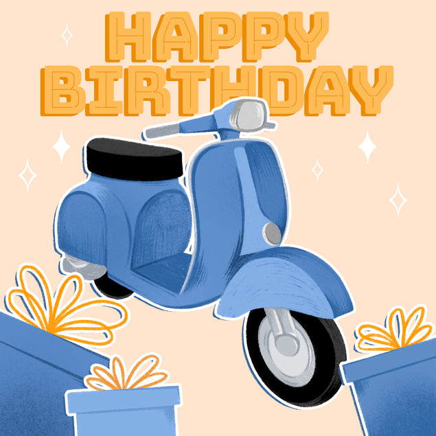  Blue Lambretta Scooter Happy Birthday