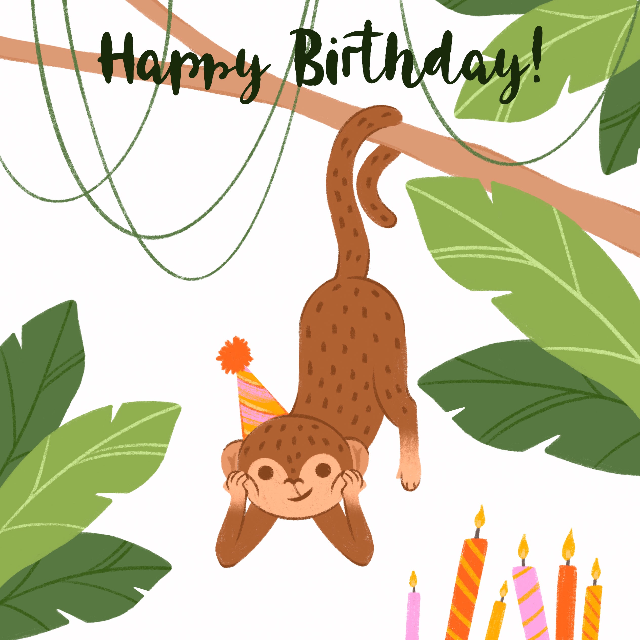 Brown Monkey On A Tree Happy Birthday | Boomf