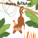 Brown Monkey On A Tree Happy Birthday