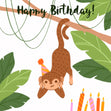 Brown Monkey On A Tree Happy Birthday