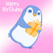 Penguin On A Pink Background With Gift Happy Birthday