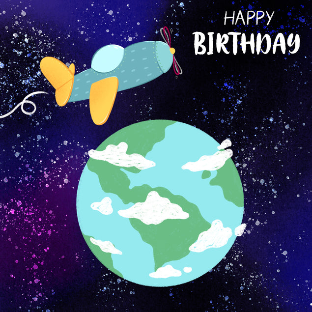 Happy Birthday Plane In Space