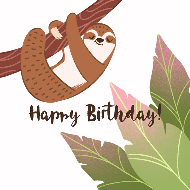 Happy Birthday Brown Sloth On A Tree