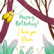 Happy Birthday Mum Yellow Butterfly On A Tree
