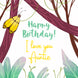Happy Birthday Auntie Yellow Butterfly On A Tree