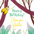 Happy Birthday Auntie Yellow Butterfly On A Tree