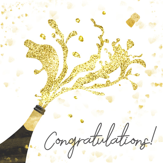 Congratulations Golden Splashes Of Champagne