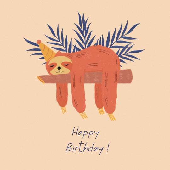 Happy Birthday Sloth Lying On A Branch