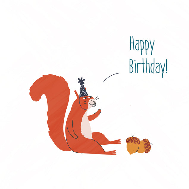 Squirrel With Peanuts Happy Birthday