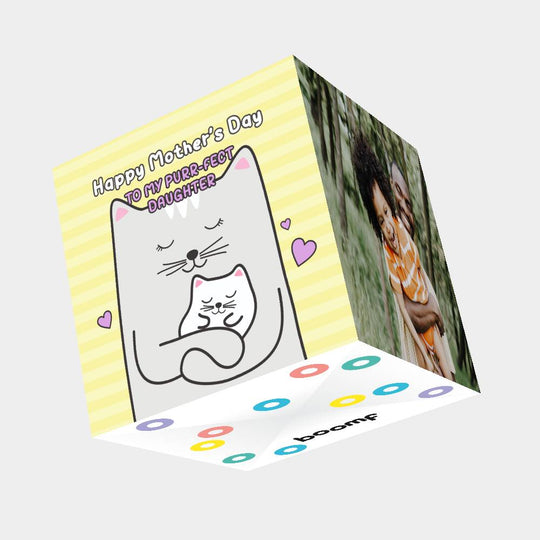To My Purr-fect Daughter Bomb 3D Cube Card