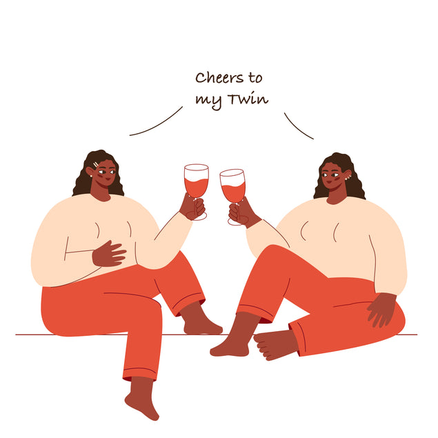 Girls With Wine Cheers To My Twin Happy Birthday