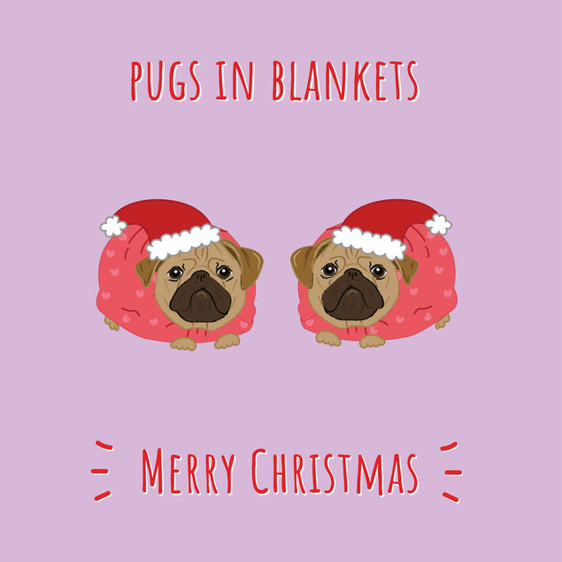 Pugs In Blankets Christmas Card