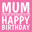 Mum Cleaning Confetti Birthday Card