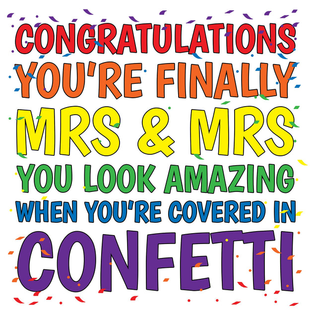 Wedding Confetti Mrs Mrs Card