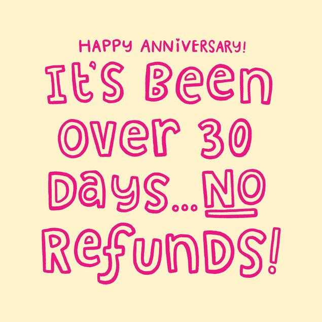 Anniversary No Refunds Card