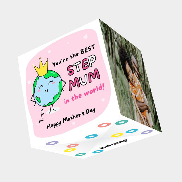 You're The Best Step Mum In The World Bomb 3D Cube Card