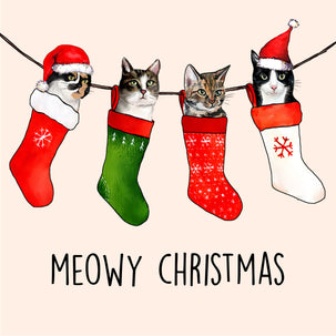 Meowy Christmas Stockings Card