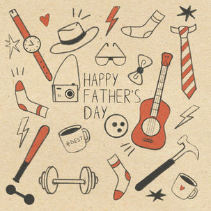 Happy Father's Day Orange Guitar Doodle Card